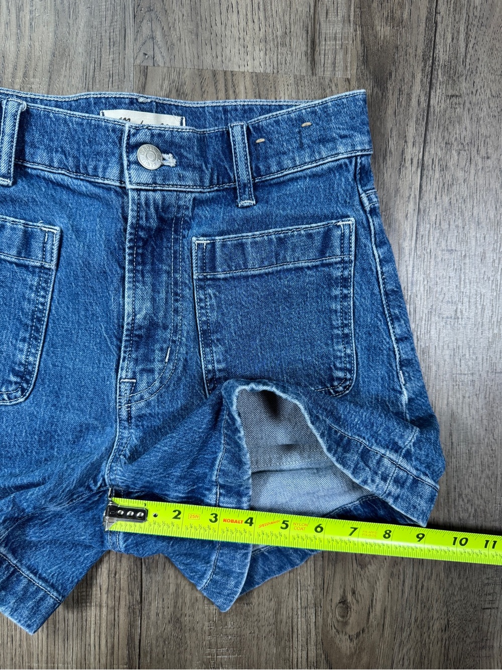 Madewell High-Rise Sailor Short Denim Patch Pocket Medium Wash Size 24 - Picture 5 of 13